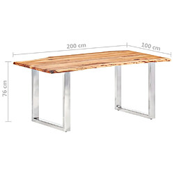 vidaXL Table à dîner à live edge Bois d'acacia massif 200 cm 3,8 cm pas cher