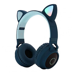 Universal Mignon oreille de chat bluetooth 5.0 casque casque sans fil stéréo arrière pliable avec microphone lampe led support radio FM/carte TF/téléphone portable auxiliaire/téléphone intelligent auxiliaire PC TA 