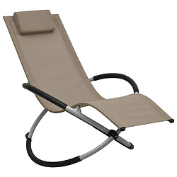 Helloshop26 Transat chaise longue bain de soleil lit de jardin terrasse meuble d'extérieur pour enfants acier taupe 02_0012914