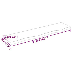 vidaXL Étagère murale marron foncé 80x20x2 cm bois chêne massif traité pas cher