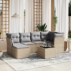 vidaXL Salon de jardin avec coussins 7pcs mélange beige résine tressée