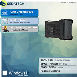 Sedatech Pack Mini-PC Evo • Intel i7-9750H • 16Go RAM • 500Go SSD M.2 • Windows 11 • Moniteur 24"