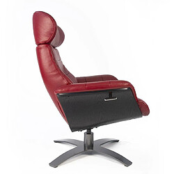 Avis MY NEW DESIGN Fauteuil Relax Design Cuir Rouge - Coque Bois en Chêne Noir - VEGA