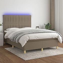 vidaXL Sommier à lattes de lit et matelas et LED Taupe 140x200cm Tissu 