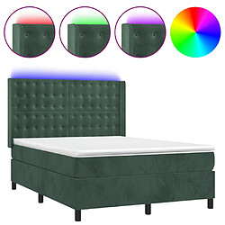 vidaXL Sommier à lattes de lit matelas et LED Vert foncé 140x200 cm