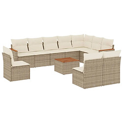 Maison Chic Salon de jardin 11 pcs avec coussins | Ensemble de Table et chaises | Mobilier d'Extérieur beige résine tressée -GKD35672