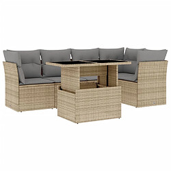 vidaXL Salon de jardin avec coussins 6 pcs beige résine tressée