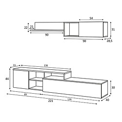 MIRAKEMUEBLE Nexo Plus TV Lounge - Chêne Nodi et Blanc Artik Blanco Artik | roble nodi pas cher