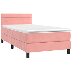 Avis Maison Chic Lit adulte- Lit + matelas,Sommier à lattes de lit avec matelas Rose 100x200 cm Velours -GKD36787