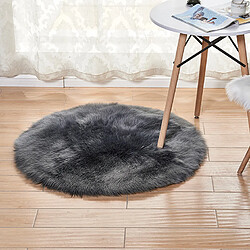 LUUCOZK Tapis Moelleux en Fausse Fourrure Tapis Shaggy pour Chambre à Coucher Salon - Rond-Gris foncé-100x100cm