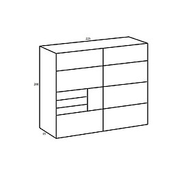 Inside 75 Armoire GRANA 1 porte coulissante graphite 1 porte coulissante verre noir 3 tiroirs