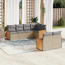 Maison Chic Salon de jardin avec coussins 7 pcs, Ensemble Tables et chaises de jardin, beige résine tressée -GKD849438