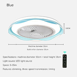 Avis Universal Lampe ventilateur de plafond de 50cm, 220V ultra-mince LED à trois vitesses à vitesse variable, à vitesse variable, à trois tonalités, lustre ventilateur circulant de 110 °, lampe de salon, bleu