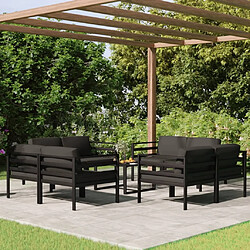 Maison Chic Ensemble Tables et chaises d'extérieur 9 pcs avec coussins,Salon de jardin Aluminium Anthracite -GKD975298