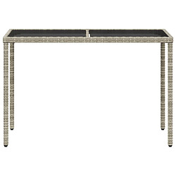 Avis vidaXL Table de jardin dessus en verre gris clair 115x54x74 cm rotin