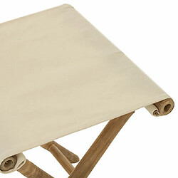 Mes Tabouret pliant 40x40x42 cm en bambou naturel et tissu blanc pas cher