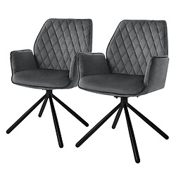 ML-Design Lot de 2 chaises pivotantes de salle à manger avec accoudoirs 180° pivotant en velours Chaise de salon 