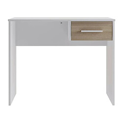 Bureau Petit Tiroir - Décor blanc et chene - L 90 x P 50 x H 74 cm 