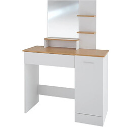 Helloshop26 Coiffeuse avec miroir tiroir table de maquillage élégante moderne 137,5 cm blanche 08_0000240 