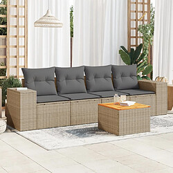 vidaXL Salon de jardin avec coussins 5 pcs beige résine tressée 