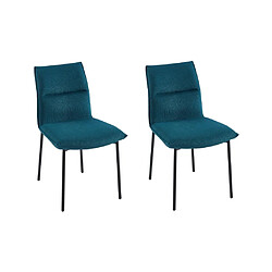 Vente-Unique Lot de 2 chaises en tissu et métal noir - Bleu - ETIVAL 