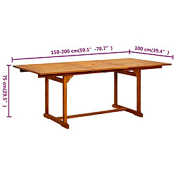 vidaXL Table à dîner de jardin (150-200)x100x75cm Bois d'acacia massif pas cher