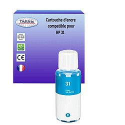 T3Azur Bouteille encre compatible pour HP 31 (1VU26AE) - Cyan - 70ml