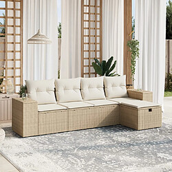 vidaXL Salon de jardin avec coussins 5 pcs beige résine tressée 