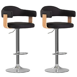 vidaXL Tabourets de bar lot de 2 noir bois courbé et similicuir 