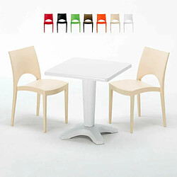 Grand Soleil Table et 2 chaises colorées polypropylen