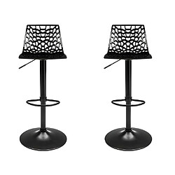 Vente-Unique Lot de 2 Tabourets de bar CLARK - Polypropylène - Noir - Base Noire 