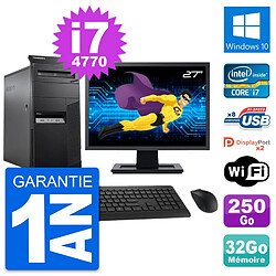 PC Tour Lenovo M83 Ecran 27" Intel i7-4770 RAM 32Go Disque 250Go Windows 10 Wifi · Occasion 