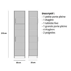 Inside 75 Armoire de rangement 2 portes coloris blanc mat largeur 50 cm