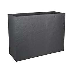 Jardinière rectangulaire Volcania effet pierre - 78,5 x 29,5 x 60 cm - 46 L - Gris anthracite - Eda