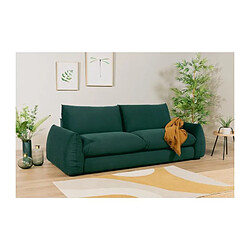 Canape fixe 3 places TYFA - Velours vert bouteille - L 231 x P 102 x H 78 cm - HEXAGONE