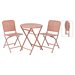 ProGarden Ensemble de bistro de jardin 3 pcs acier mauve rose