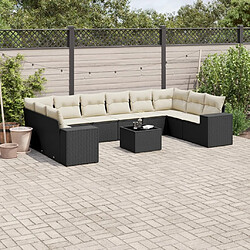 vidaXL Salon de jardin 11 pcs avec coussins noir résine tressée