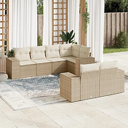 vidaXL Salon de jardin avec coussins 7 pcs beige résine tressée 