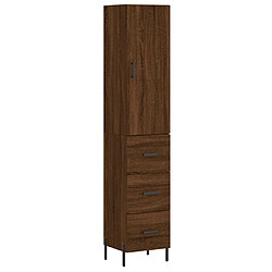 vidaXL Buffet haut Chêne marron 34,5x34x180 cm Bois d'ingénierie