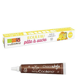 Scrapcooking Pâte à sucre en rouleau prête à dérouler Ø 36 cm jaune + 1 Stylo chocolat 