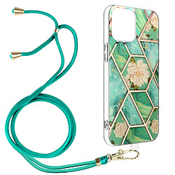 Avizar Coque Cordon iPhone 12 Mini Motif géométrique en Silicone Gel turquoise