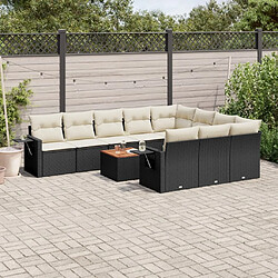 Maison Chic Salon de jardin 11 pcs avec coussins, Ensemble Tables et chaises d'extérieur noir résine tressée -GKD512099