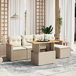 vidaXL Salon de jardin avec coussins 6 pcs beige résine tressée 