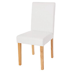 Decoshop26 Chaise de salle à manger cuisine en synthétique blanc mat pieds en bois clairs 04_0002337 