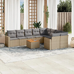 vidaXL Salon de jardin et coussins 10 pcs mélange beige résine tressée