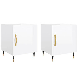 Maison Chic Lot de 2 Tables de chevet,Table de nuit,Table d'appoint pour salon blanc brillant 40x40x50 cm -MN95511