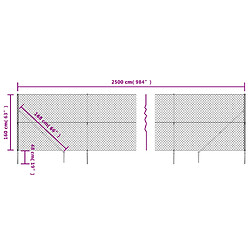 Acheter vidaXL Clôture à mailles losangées avec ancrage argenté 1,6x25 m