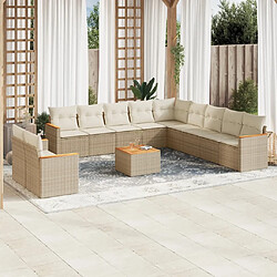 Maison Chic Salon de jardin avec coussins 12 pcs, Ensemble Tables et chaises de jardin, beige résine tressée -GKD996083