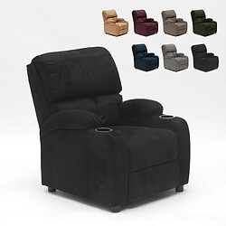 Produceshop Fauteuil relax inclinable avec repose-pieds en microfibre de velours Lucrezia, Couleur: Noir 