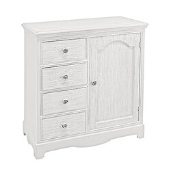 Webmarketpoint Buffet en MDF une porte avec quatre tiroirs Bianca BLANC 66x32,5x h80 cm 